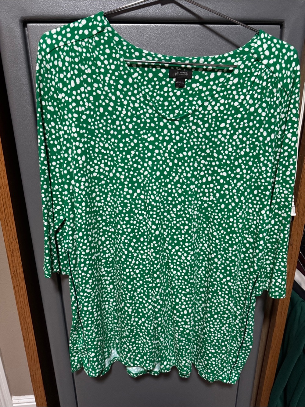 J. Jill Emerald Green Tunic with White Dot Print